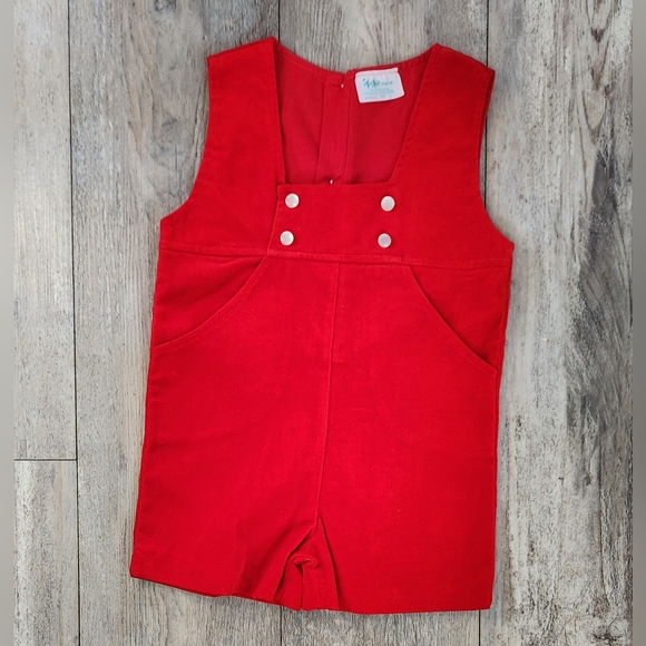 Tiny Tots Originals Vintage Toddler Red Velvet Romper - Picture 1 of 6